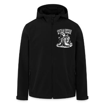 Cats, coffee and line dancing. Line Dance Gift - Men’s Recycled Softshell Jacket by Stanley/Stella - black - Front - AI Model Male 185 light (185cm)