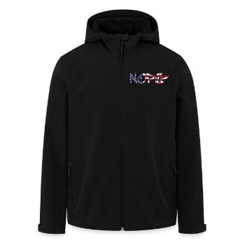 No Kings in America since 1776 - Men’s Recycled Softshell Jacket by Stanley/Stella - black - Front - AI Model Male 185 light (185cm)