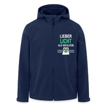 Better Light Than Ideology - Yes to Nuclear Power - Men’s Recycled Softshell Jacket by Stanley/Stella - navy - Front - AI Model Male 185 light (185cm)