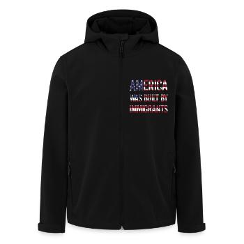 AMERICA WAS BUILT BY IMMIGRANTS Flüchtlingsrechte - Recycelte Männer Softshell-Jacke von Stanley/Stella - Schwarz - Vorne - AI Model Male 185 light (185cm)