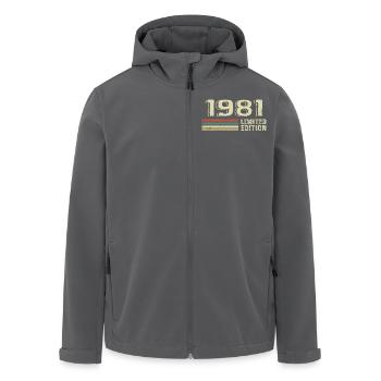 Born In 1981 Birthday 1981 Vintage 1981 - Men’s Recycled Softshell Jacket by Stanley/Stella - anthracite - Front - AI Model Male 185 light (185cm)