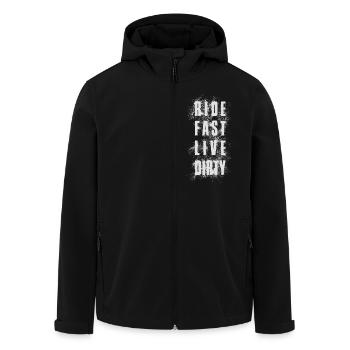 RIDE FAST LIVE DIRTY – MOUNTAIN BIKE - MOTOCROSS - Men’s Recycled Softshell Jacket by Stanley/Stella - black - Front - AI Model Male 185 light (185cm)