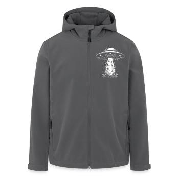 UFO and Cannabis Leaves - Creative Sci-Fi Design - Men’s Recycled Softshell Jacket by Stanley/Stella - anthracite - Front - AI Model Male 185 light (185cm)
