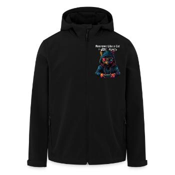 Respawn Like a Cat - Neun Leben Gamer Katze Design - Recycelte Männer Softshell-Jacke von Stanley/Stella - Schwarz - Vorne - AI Model Male 185 light (185cm)