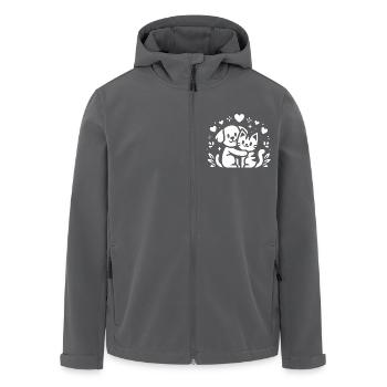 Friendship Dog and Cat Friends Forever - Men’s Recycled Softshell Jacket by Stanley/Stella - black - Front - AI Model Male 185 light (185cm)