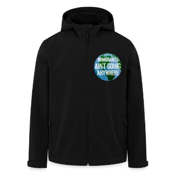 IMMIGRANTS AIN'T GOING ANYWHERE Immigrant Rights - Men’s Recycled Softshell Jacket by Stanley/Stella - black - Front - AI Model Male 185 light (185cm)