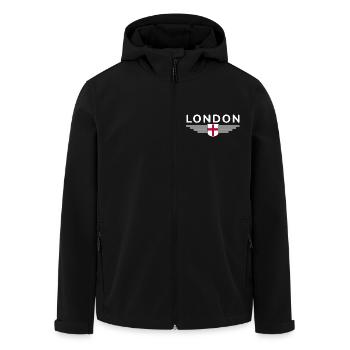 London England Fan T-Shirt Design - Men’s Recycled Softshell Jacket by Stanley/Stella - black - Front - AI Model Male 185 light (185cm)