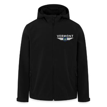 Vermont Fan Shirt – Pure Nature - Men’s Recycled Softshell Jacket by Stanley/Stella - black - Front - AI Model Male 185 light (185cm)