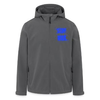 STOP À LA GUERRE – PAS DE GUERRE – PAIX - Veste softshell homme en polyester recyclé Stanley/Stella - noir - Devant - AI Model Male 185 light (185cm)