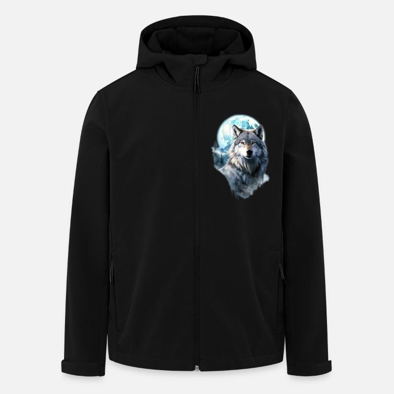 Wolf Mond Wald - Recycelte Männer Softshell-Jacke von Stanley/Stella - Schwarz