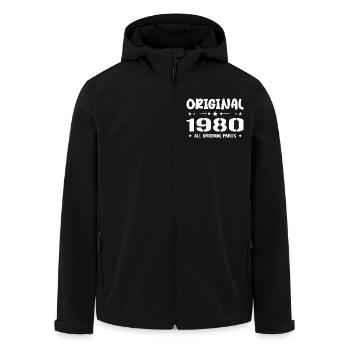 Né en 1980, Cadeau Anniversaire 1980 Original 1980 - Veste softshell homme en polyester recyclé Stanley/Stella - noir - Devant - AI Model Male 185 light (185cm)