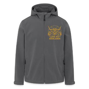 Love My Highlands - Highland Graphic and Saying - Men’s Recycled Softshell Jacket by Stanley/Stella - black - Front - AI Model Male 185 light (185cm)
