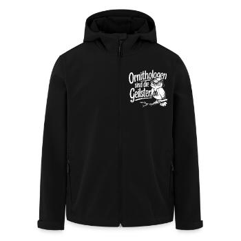 Ornithologen sind die Coolsten lustige Eule - Recycelte Männer Softshell-Jacke von Stanley/Stella - Schwarz - Vorne - AI Model Male 185 light (185cm)