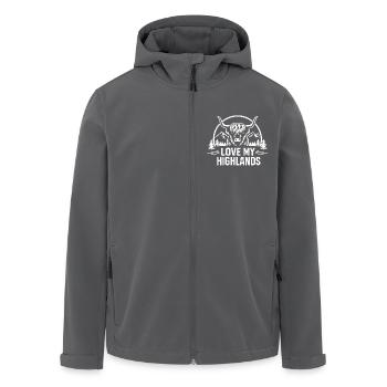 Love My Highlands - Highland Graphic and Saying - Men’s Recycled Softshell Jacket by Stanley/Stella - black - Front - AI Model Male 185 light (185cm)
