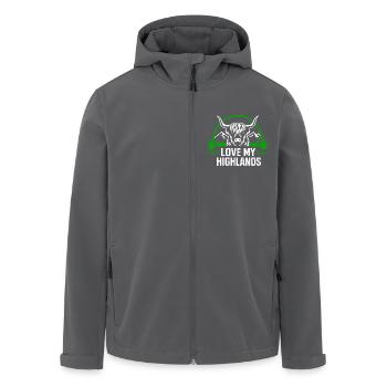 Love My Highlands - Highland Graphique et dicton - Veste softshell homme en polyester recyclé Stanley/Stella - charbon - Devant - AI Model Male 185 light (185cm)