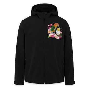 The orange-headed caique - Men’s Recycled Softshell Jacket by Stanley/Stella - black - Front - AI Model Male 185 light (185cm)
