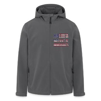 AMERICA WAS BUILT BY IMMIGRANTS Flüchtlingsrechte - Recycelte Männer Softshell-Jacke von Stanley/Stella - Schwarz - Vorne - AI Model Male 185 light (185cm)