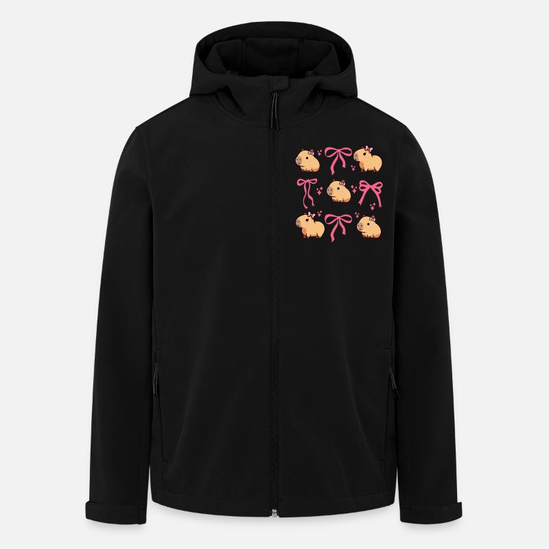 Cute Capybara Pink Bow Capybara - Men’s Recycled Softshell Jacket by Stanley/Stella - black