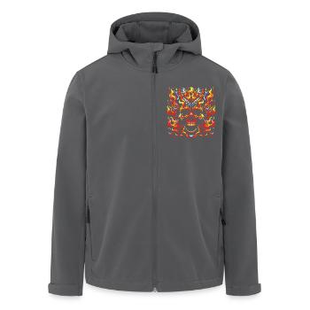 Skull mit Flammen brennender Skull - Recycelte Männer Softshell-Jacke von Stanley/Stella - Schwarz - Vorne - AI Model Male 185 light (185cm)