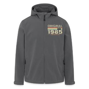 Original 1985 Jahrgang 1985 Retro Jubiläum 1985 - Recycelte Männer Softshell-Jacke von Stanley/Stella - Schwarz - Vorne - AI Model Male 185 light (185cm)