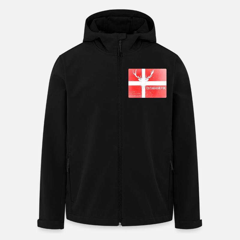 Danemark faune Drapeau Cerf - Veste softshell homme en polyester recyclé Stanley/Stella - noir