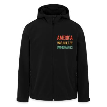 AMERICA WAS BUILT BY IMMIGRANTS Flüchtlingsrechte - Recycelte Männer Softshell-Jacke von Stanley/Stella - Schwarz - Vorne - AI Model Male 185 light (185cm)