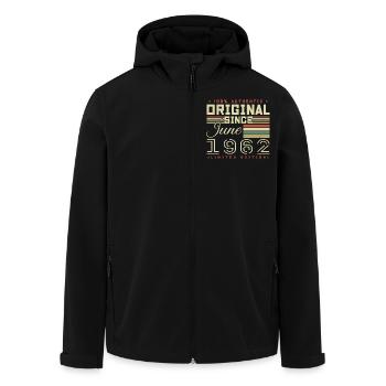 Birthday Gift June 1962, Gift June 1962 - Men’s Recycled Softshell Jacket by Stanley/Stella - black - Front - AI Model Male 185 light (185cm)