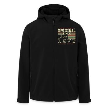 Cadeau Anniversaire Juin 1972, Gift June 1972 - Veste softshell homme en polyester recyclé Stanley/Stella - noir - Devant - AI Model Male 185 light (185cm)