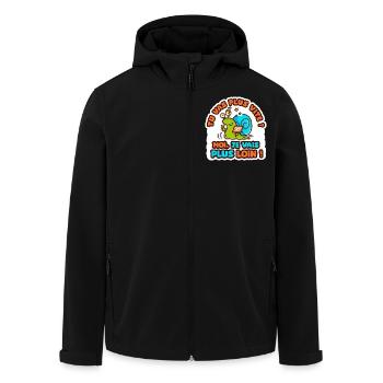 je vais plus loin humour sticker camping car - Veste softshell homme en polyester recyclé Stanley/Stella - noir - Devant - AI Model Male 185 light (185cm)