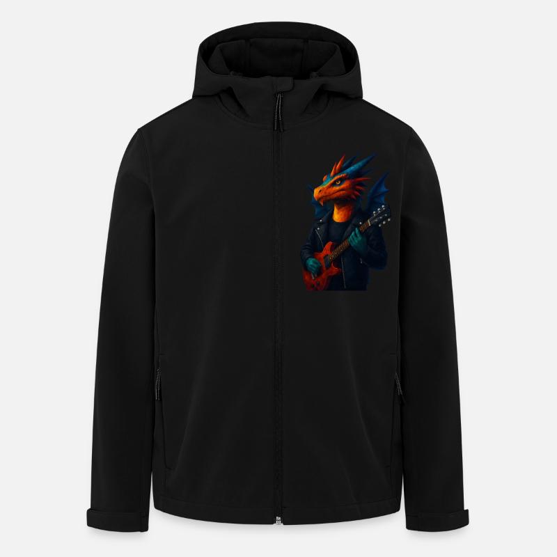 WPAP Style Animals - Guitariste Dragon - Veste softshell homme en polyester recyclé Stanley/Stella - noir