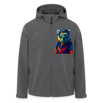 WPAP Stil Tiere - Eisbär im Taucheranzug Atemgerät - Recycelte Männer Softshell-Jacke von Stanley/Stella - Schwarz - Vorne - AI Model Male 185 light (185cm)