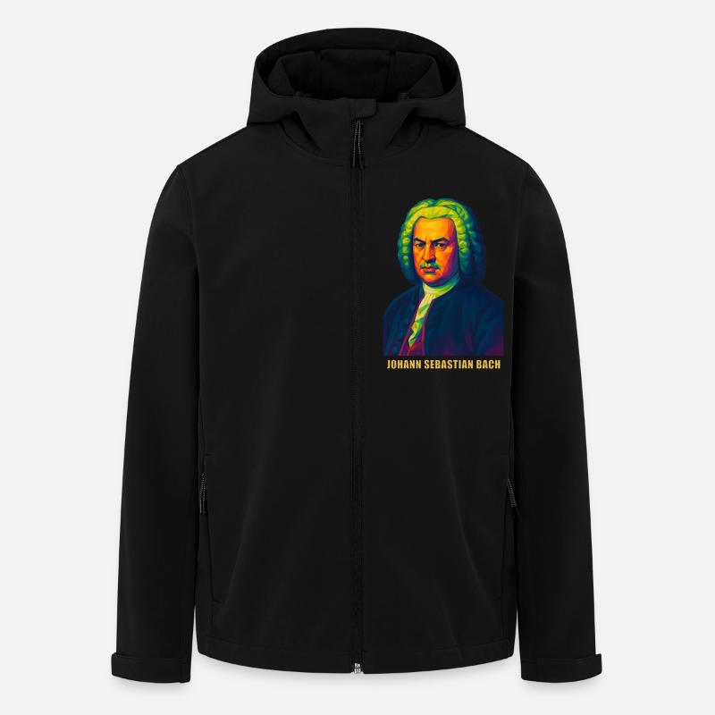 WPAP Polygon Portrait Johann Sebastian Bach - Veste softshell homme en polyester recyclé Stanley/Stella - noir