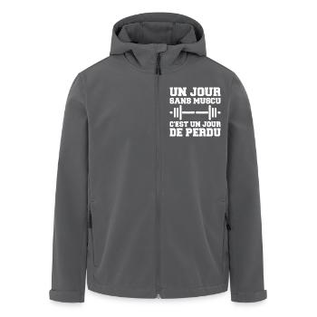 Un jour sans muscu musculation humour Sport - Veste softshell homme en polyester recyclé Stanley/Stella - noir - Devant - AI Model Male 185 light (185cm)