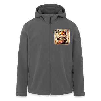 Ramen Fox Grunge Poster Style - Men’s Recycled Softshell Jacket by Stanley/Stella - black - Front - AI Model Male 185 light (185cm)