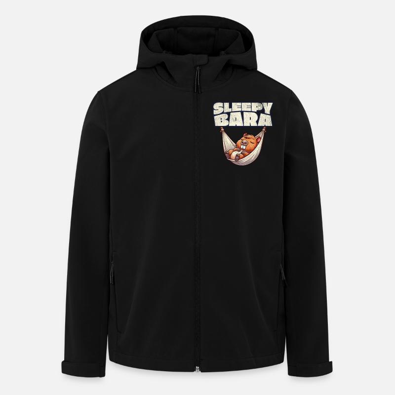 Capybara Sleepy Bara - Recycelte Männer Softshell-Jacke von Stanley/Stella - Schwarz