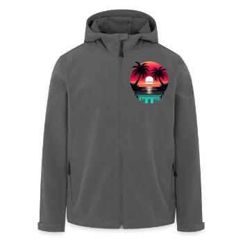 Lumière du soleil, ambiance estivale, palmiers, plage - Veste softshell homme en polyester recyclé Stanley/Stella - noir - Devant - AI Model Male 185 light (185cm)