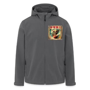 Alien Ramen Grunge Poster Style - Men’s Recycled Softshell Jacket by Stanley/Stella - black - Front - AI Model Male 185 light (185cm)