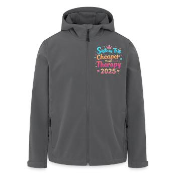 Sisters Trip Cheapers Than Therapy 2025 - Men’s Recycled Softshell Jacket by Stanley/Stella - black - Front - AI Model Male 185 light (185cm)