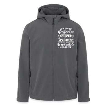 Une Super Nageuse - Cadeau nageuse - Veste softshell homme en polyester recyclé Stanley/Stella - noir - Devant - AI Model Male 185 light (185cm)