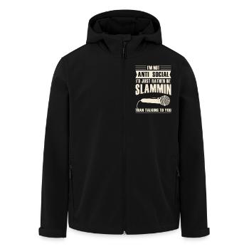 I'm Not Anti-Social Poetry Slam - Men’s Recycled Softshell Jacket by Stanley/Stella - black - Front - AI Model Male 185 light (185cm)