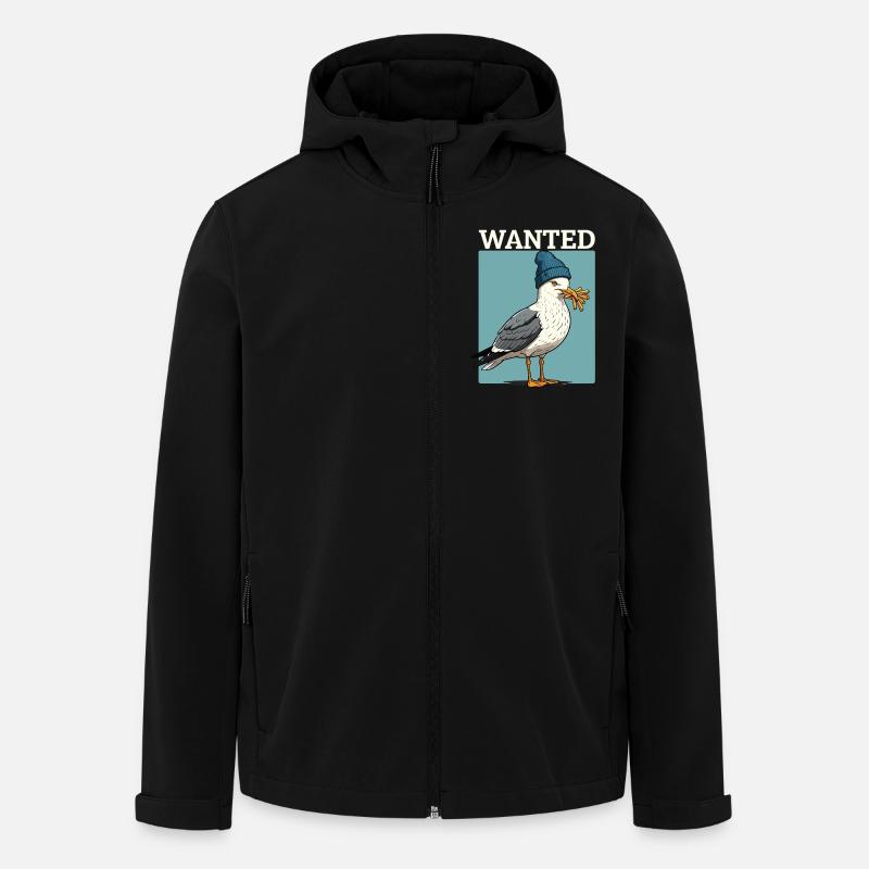 Gesuchte Möwe Mit Pommes Beanie Illustration - Recycelte Männer Softshell-Jacke von Stanley/Stella - Schwarz