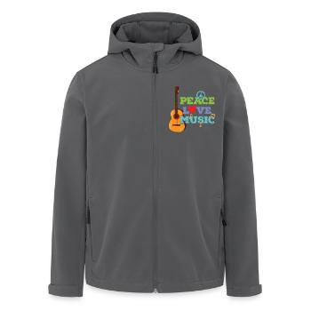 Gitarre "Peace, Love, Music" - Recycelte Männer Softshell-Jacke von Stanley/Stella - Schwarz - Vorne - AI Model Male 185 light (185cm)
