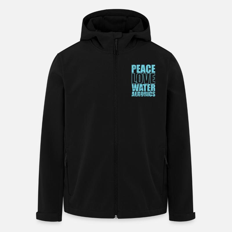 Paix, Amour, Eau, Aérobic, Santé - Veste softshell homme en polyester recyclé Stanley/Stella - noir