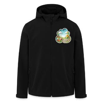 Garden with flower on flower meadow and sunflower - Men’s Recycled Softshell Jacket by Stanley/Stella - black - Front - AI Model Male 185 light (185cm)