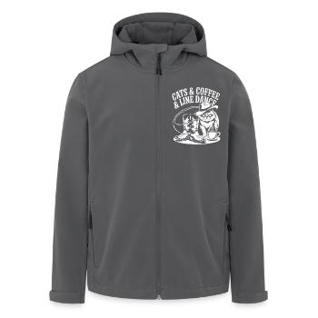 Les chats, le café et la danse en ligne. Cadeau de danse en ligne - Veste softshell homme en polyester recyclé Stanley/Stella - noir - Devant - AI Model Male 185 light (185cm)