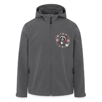 raton laveur heureux en couronne florale avec des roses roses - Veste softshell homme en polyester recyclé Stanley/Stella - noir - Devant - AI Model Male 185 light (185cm)