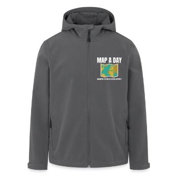 World Map GIS Cartography Earth Geography - Men’s Recycled Softshell Jacket by Stanley/Stella - anthracite - Front - AI Model Male 185 light (185cm)