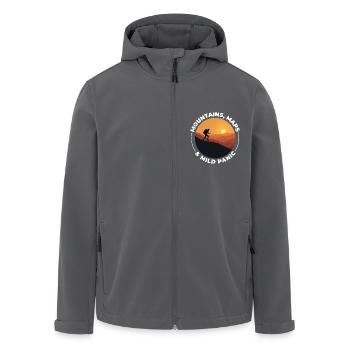 Hiking Mountain Sunset Adventure Outdoor Explore - Men’s Recycled Softshell Jacket by Stanley/Stella - black - Front - AI Model Male 185 light (185cm)