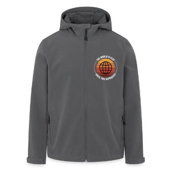 Globus Erde Weltkarte Retro Sonnenuntergang - Recycelte Männer Softshell-Jacke von Stanley/Stella - Schwarz - Vorne - AI Model Male 185 light (185cm)
