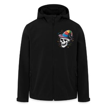 Lustiger Skull mit Narrenkappe und Konfetti - Recycelte Männer Softshell-Jacke von Stanley/Stella - Schwarz - Vorne - AI Model Male 185 light (185cm)